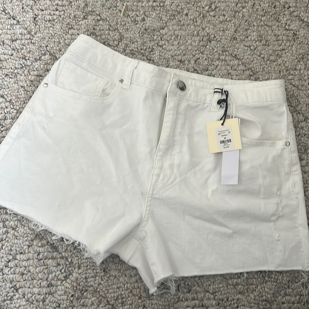 White denim cut off shorts